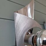 Pair of brushed aluminum wall lights, 1970s