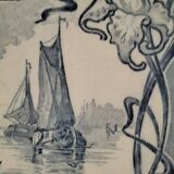 Old tile in Gien faience with Art Nouveau decoration