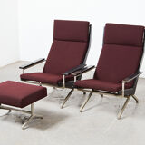 Rob Parry Pair of Lotus Lounge Chairs & ottoman for Gelderland 1960s