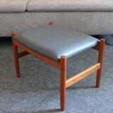 Ottoman stool, teak and leather, Spottrup, Denmark, 1960s