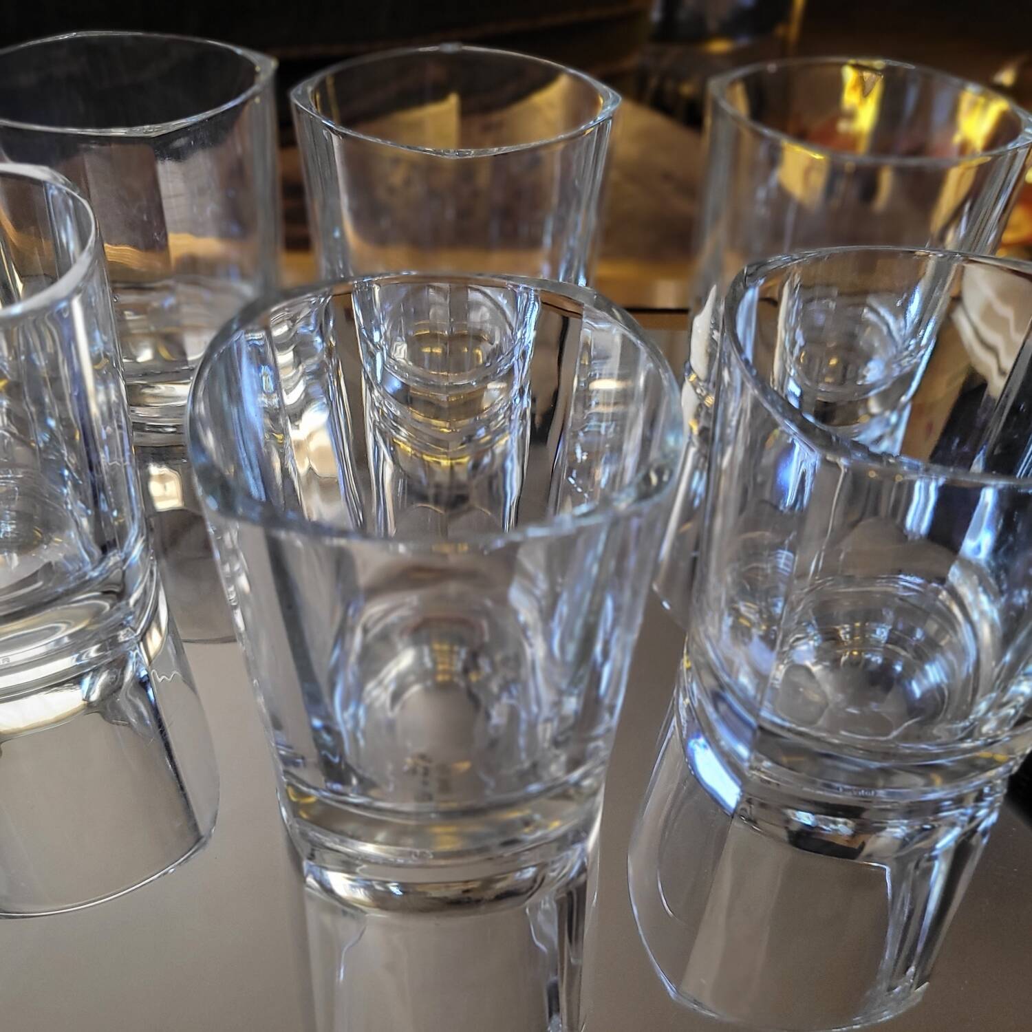 Lot de 6 verres à whisky à facettes vintage années 70-80