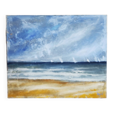 Vintage painting "Stormy Sky & Sailboats" – Signed canvas painting