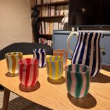 6 glasses and a Murano carafe