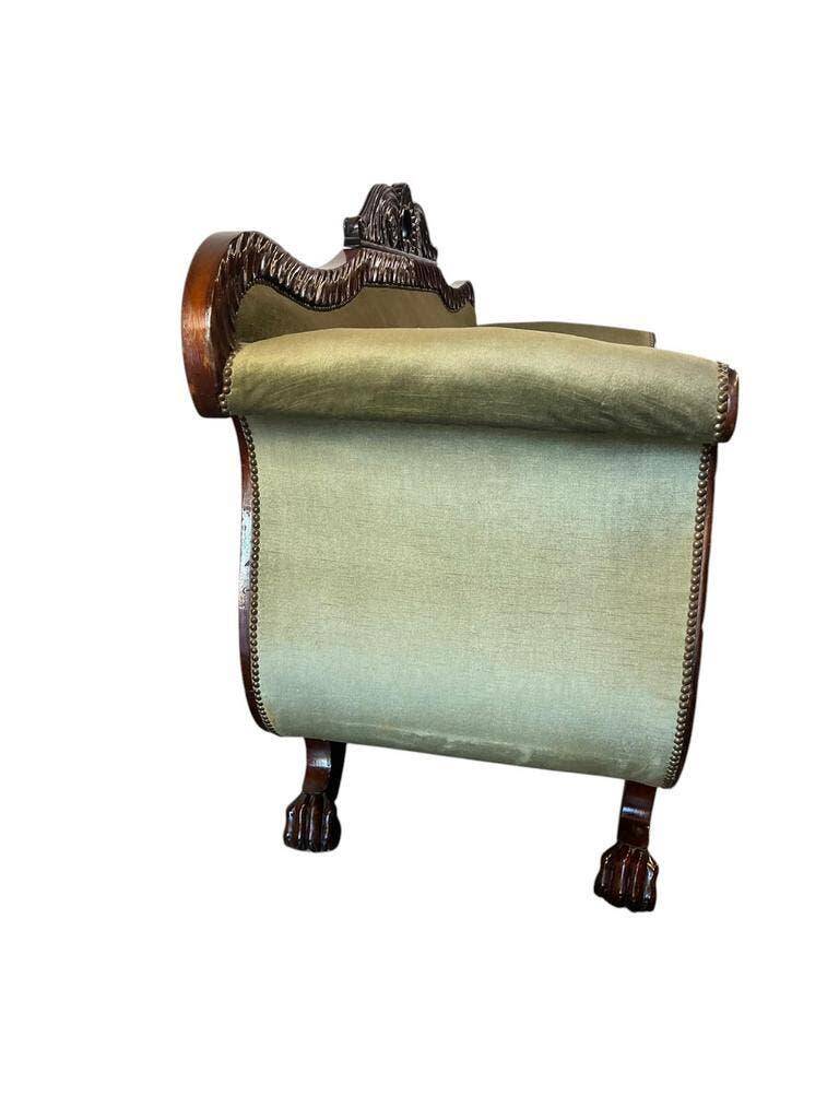 Vintage green baroque sofa / two-seater sofa