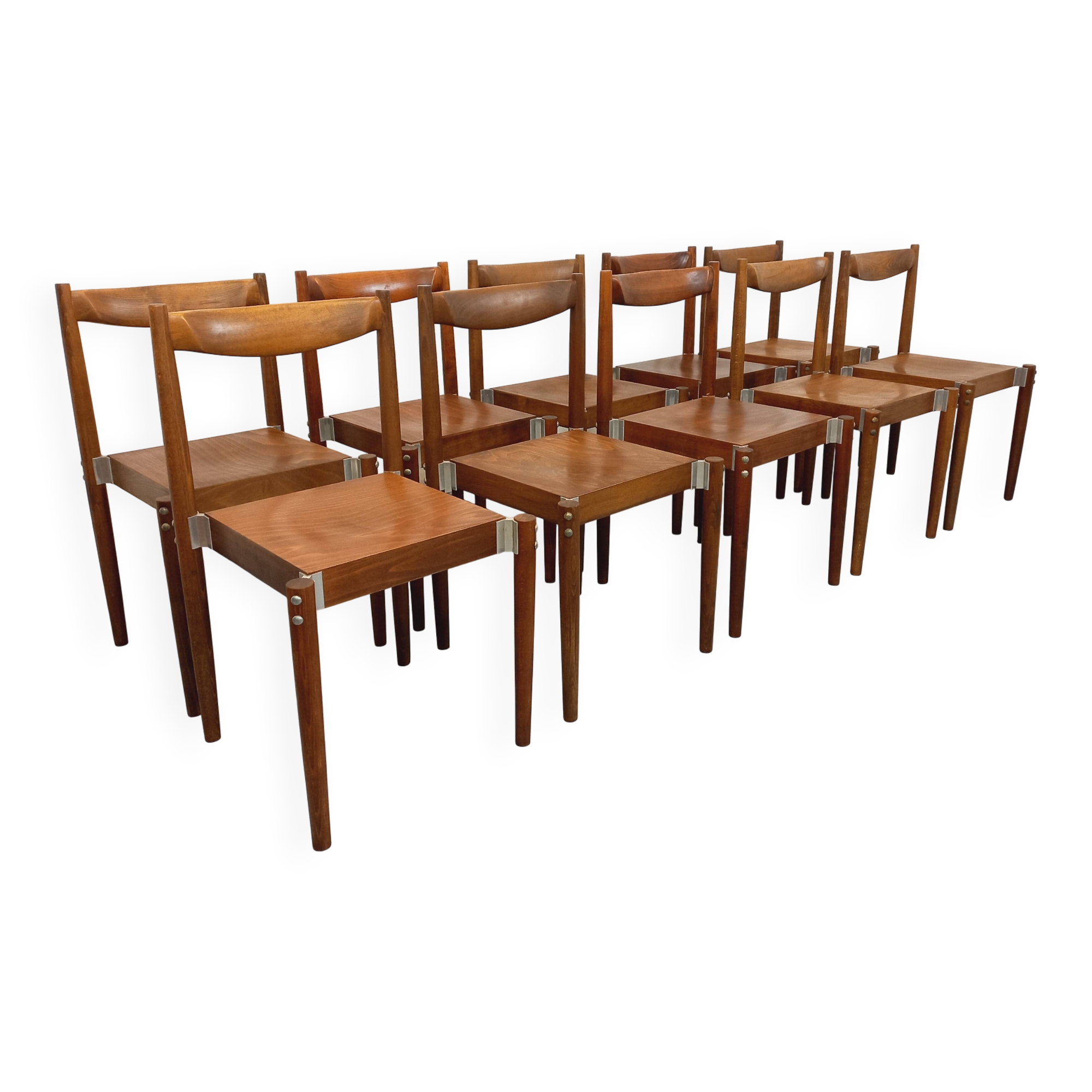 Set of 8 stackable chairs from the Czech manufacturer Bukoza