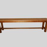 Farm table set and its 2 benches solid golden light wood
