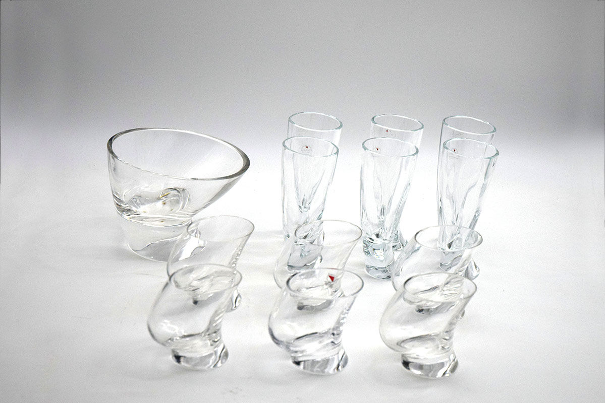 Angelo Mangiarotti for Cristallerie Il Colle 1970s drinking set