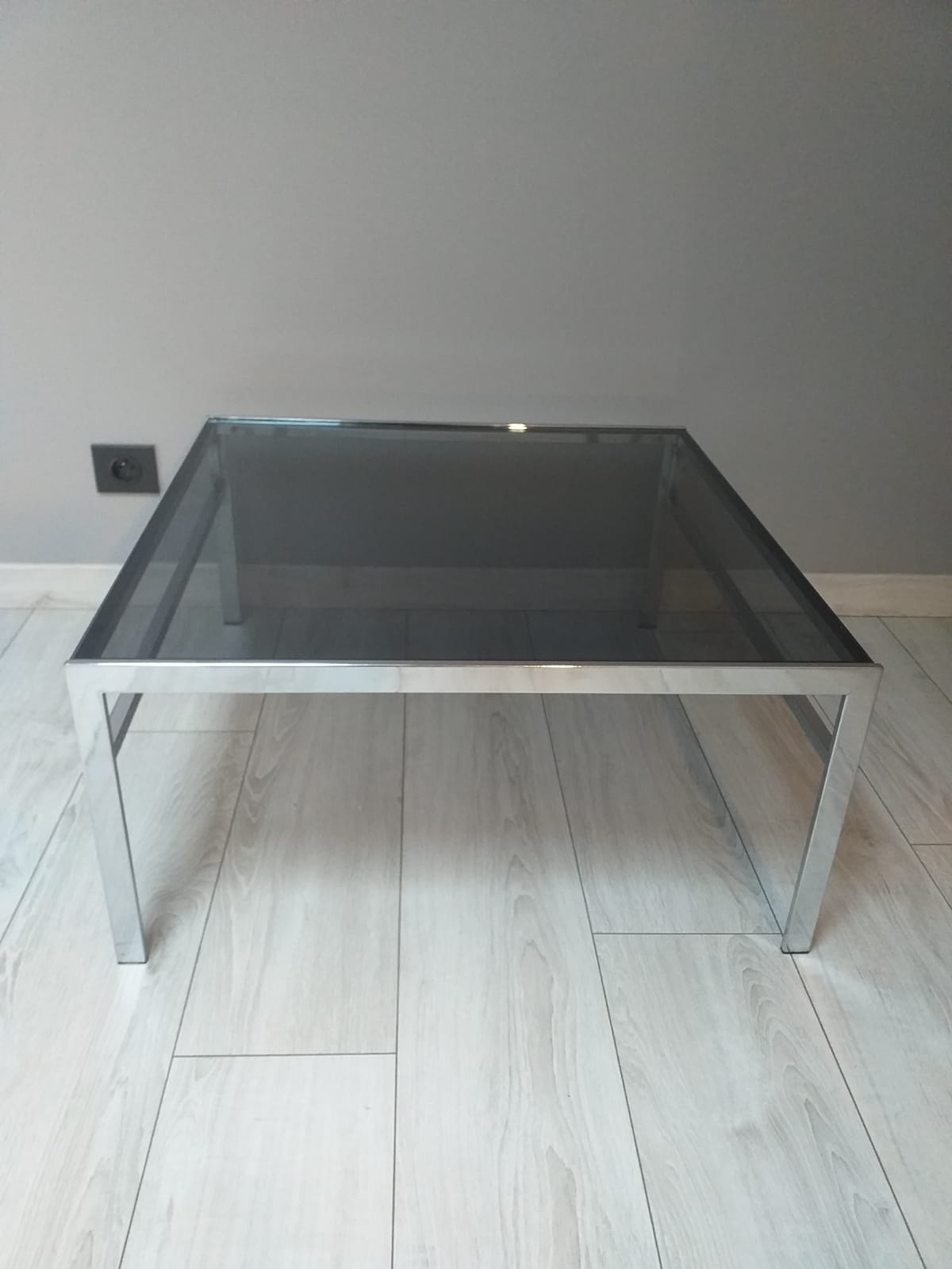 Coffee table chrome and smoked glass