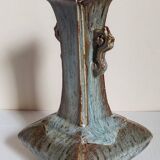 Vase soliflore bouteille chinoise à l'émail flambé