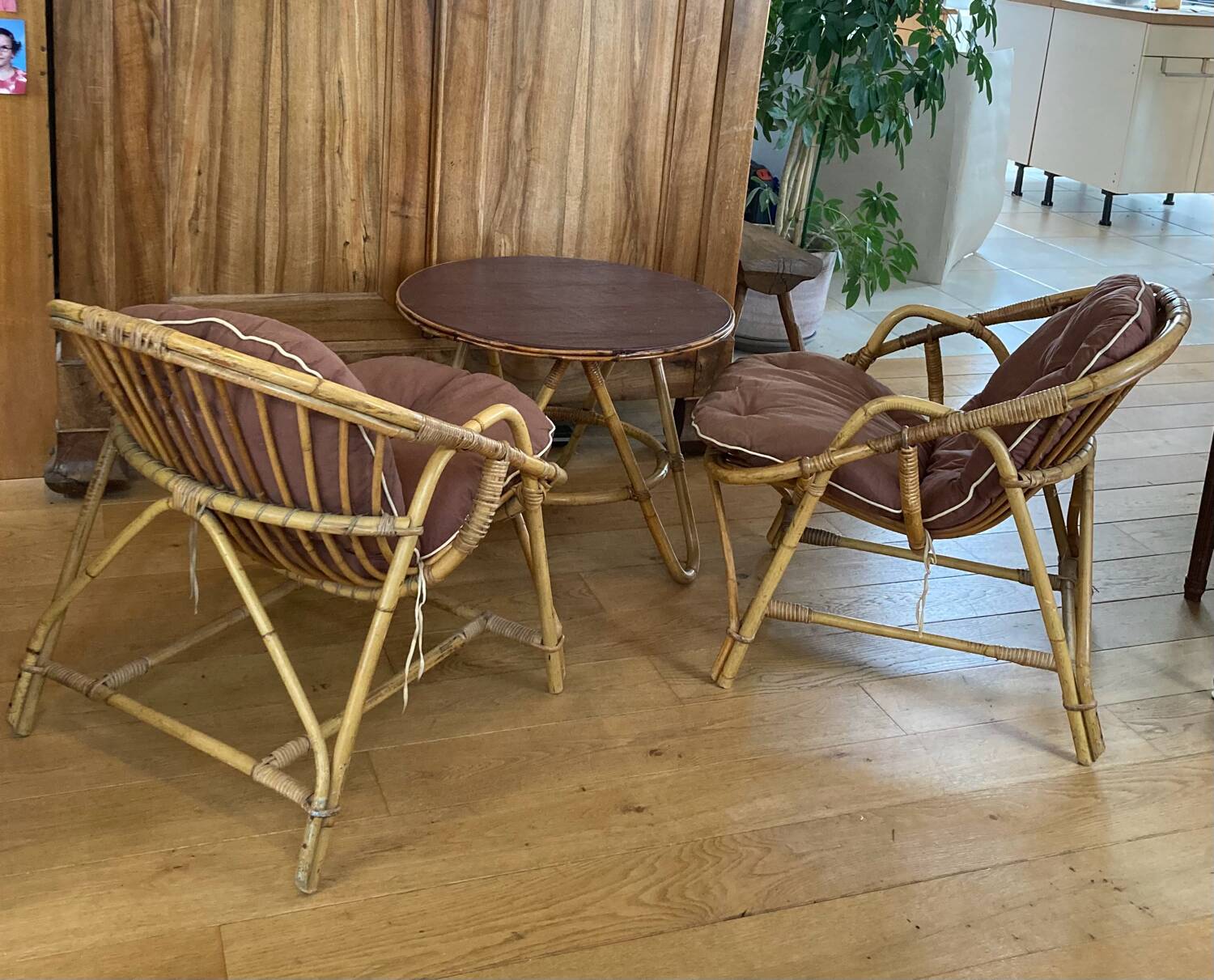 Mid-20th century rattan lounge for garden, terrace, veranda, etc.
