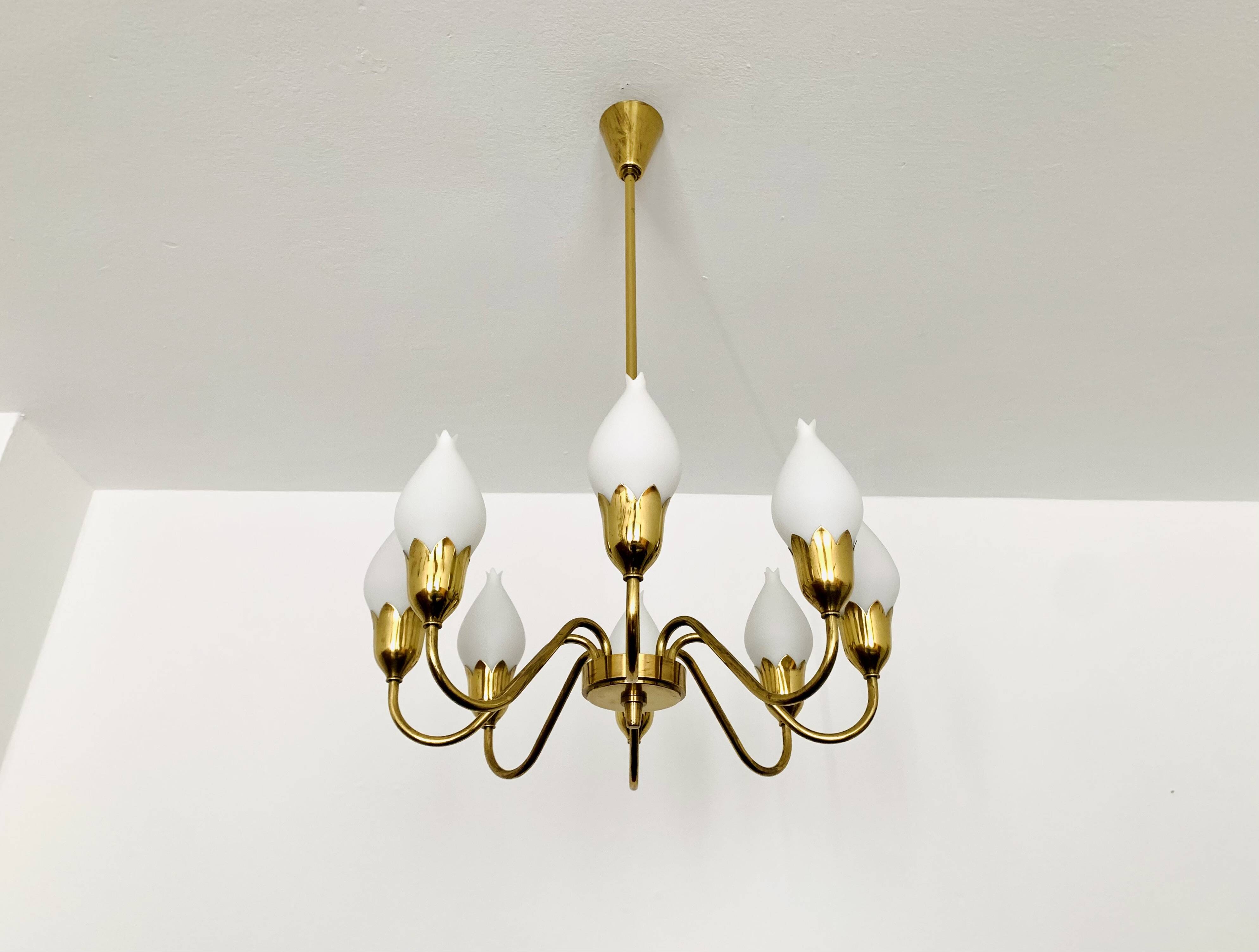 Danish Brass Chandelier by Fog and Morup