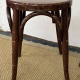 Pair of low stools in curved wood, vintage "Thonet" style