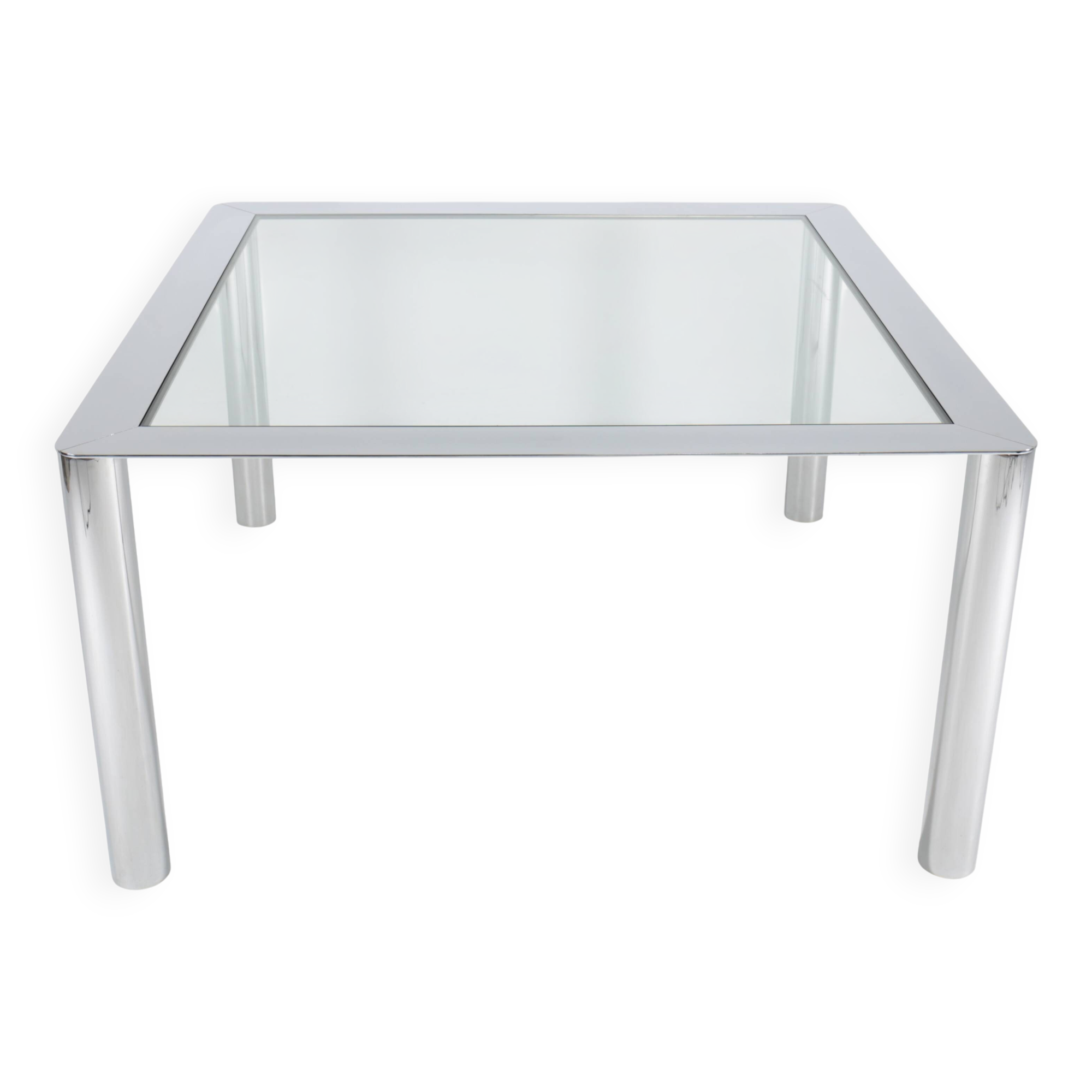 Square chrome-plated steel table by Sergio Mazza for Cinova, Italy, 1970s