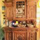 Antique buffet, 2 bodies in solid oak in the Henri II style, with bevelled glass display.