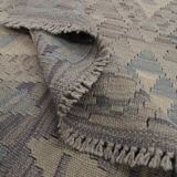 Blue Grey Traditional Handwoven Afghan Kilim Rug 124x182cm