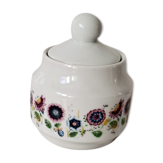 Sucrier porcelaine blanche et fleurs