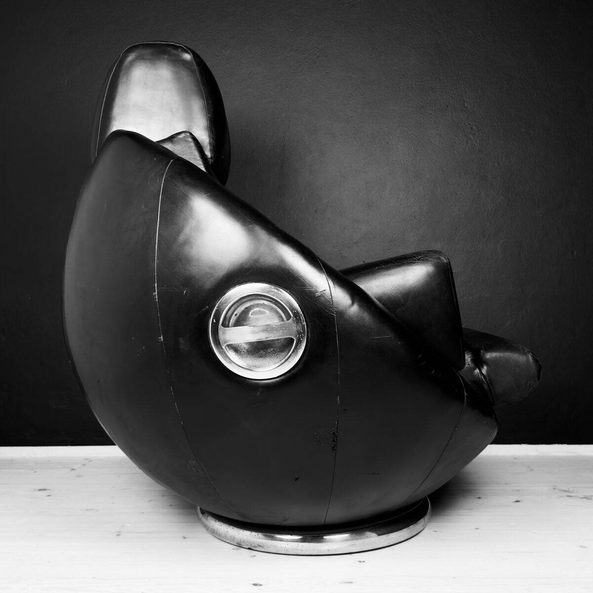 Brutalist black armchair by Boris Krstulović, Yugoslavia, Croatia, 1970s.