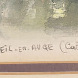 Tableau Aquarelle "Le Theil en Auge" par Denis Verspecht (1919/1991) Calvados