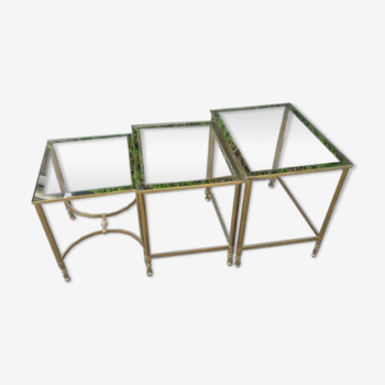 Coffee table, brass and glass