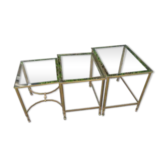 Coffee table, brass and glass
