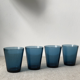 Set of 4 translucent blue water glasses base in very thick glass, sixties model, Vereco FR