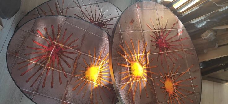 Metal and ceramic coffee table Vallauris