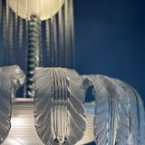 Lustre fontaine vénitien en verre de Murano incolore vert 1940