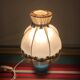 Ancienne lampe chevet corps opaline bleu + abat-jour crème vintage