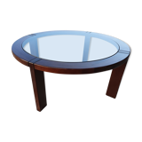 Teak coffee table and smoked glass from the 70s