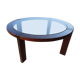 Teak coffee table and smoked glass from the 70s
