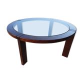 Table basse teck et verre fumé des année 70