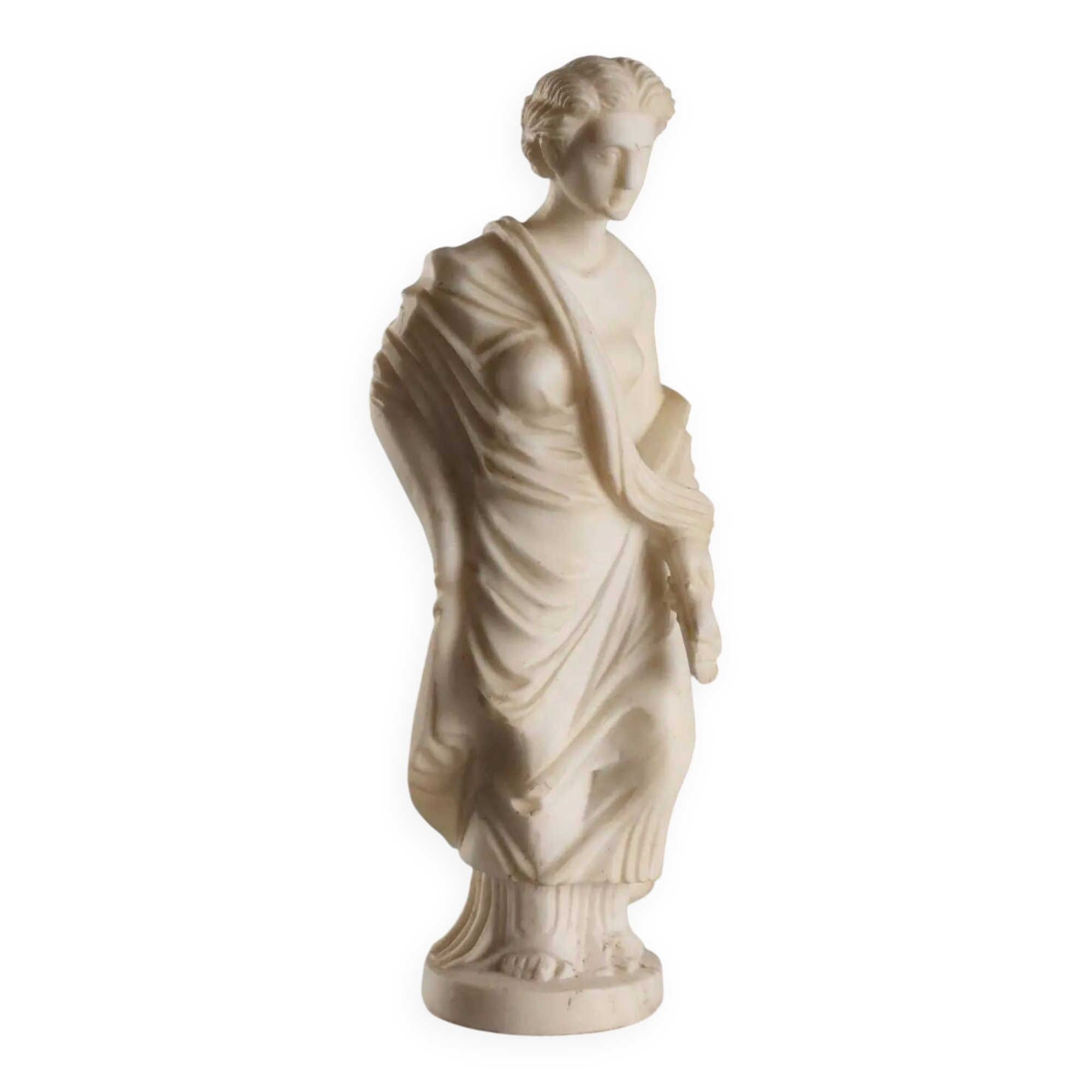 Sculpture of a Roman matron in white marble, Italy, 19th century.