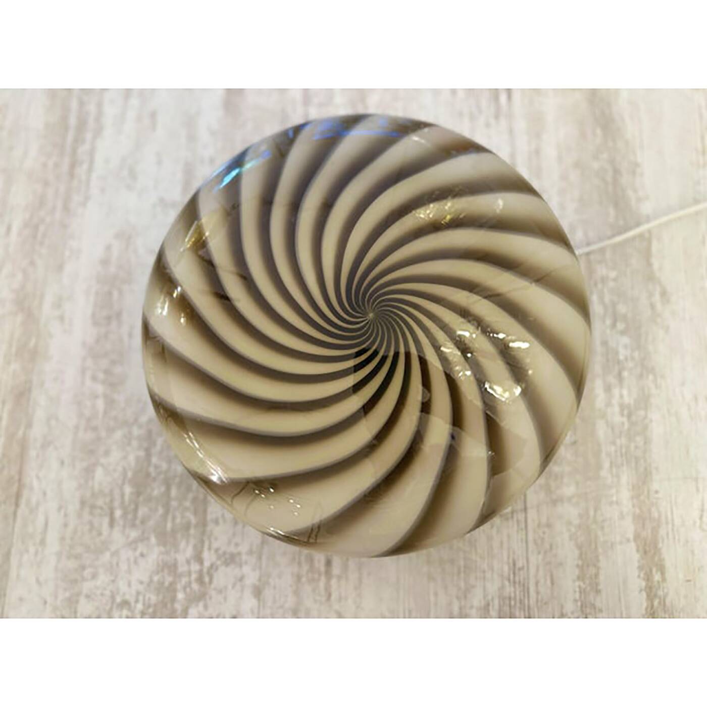 Contemporary Italian Milky-White and Brown Swirls Murano Glass Flush Mount