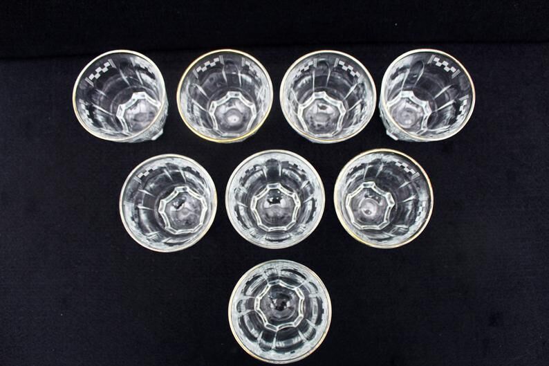 9 vintage french aperitif glasses