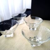 4 Vintage Glass Cups Grinded Decor