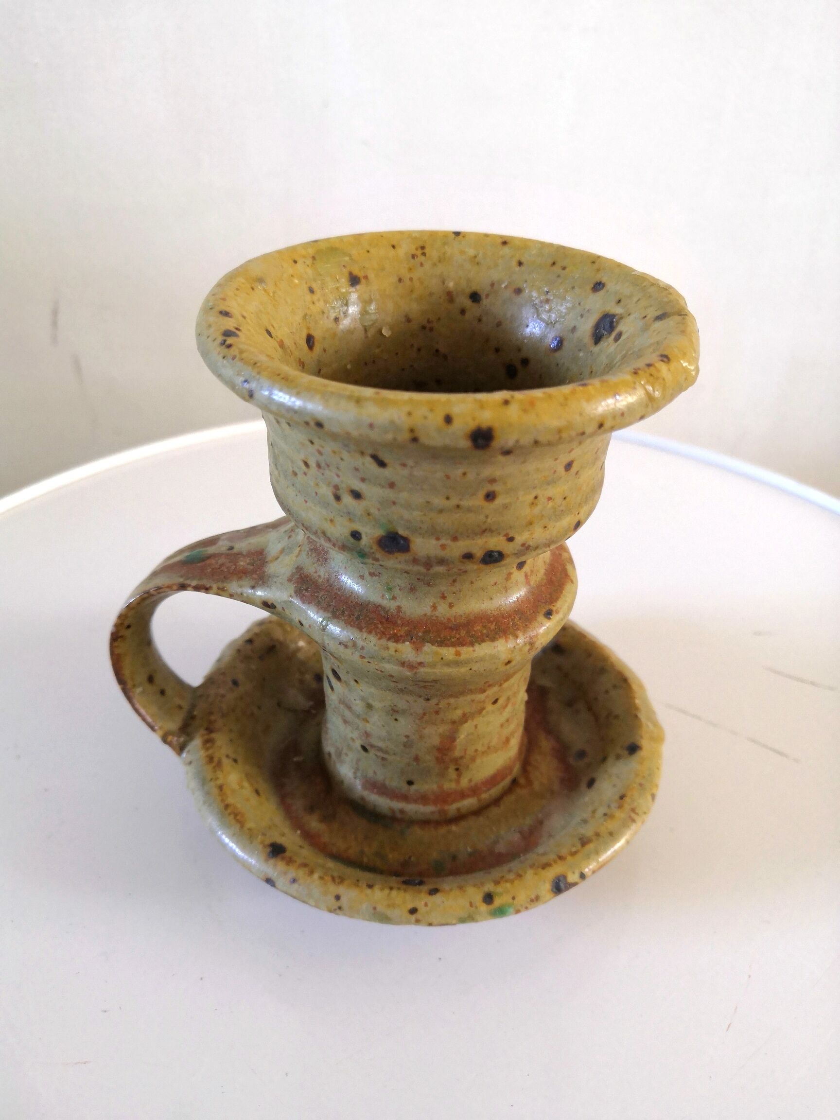 Ceramic candle holder signed Tiffoche design 60s