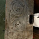 Small enamelled cast iron wood stove