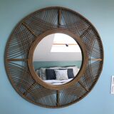 Rattan round mirror 70cm