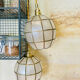 2 lampes baladeuses globes abats-jour nacre et laiton doré vintage