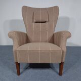 Mid-Century Wool Wing Chair, Denmark, 1950s