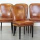 4 chaises de salle à manger en cuir de mouton marron