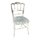 Restored Napoléon III chair in blue-grey floral.