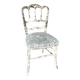 Chaise Napoléon III restaurée bleu gris floral