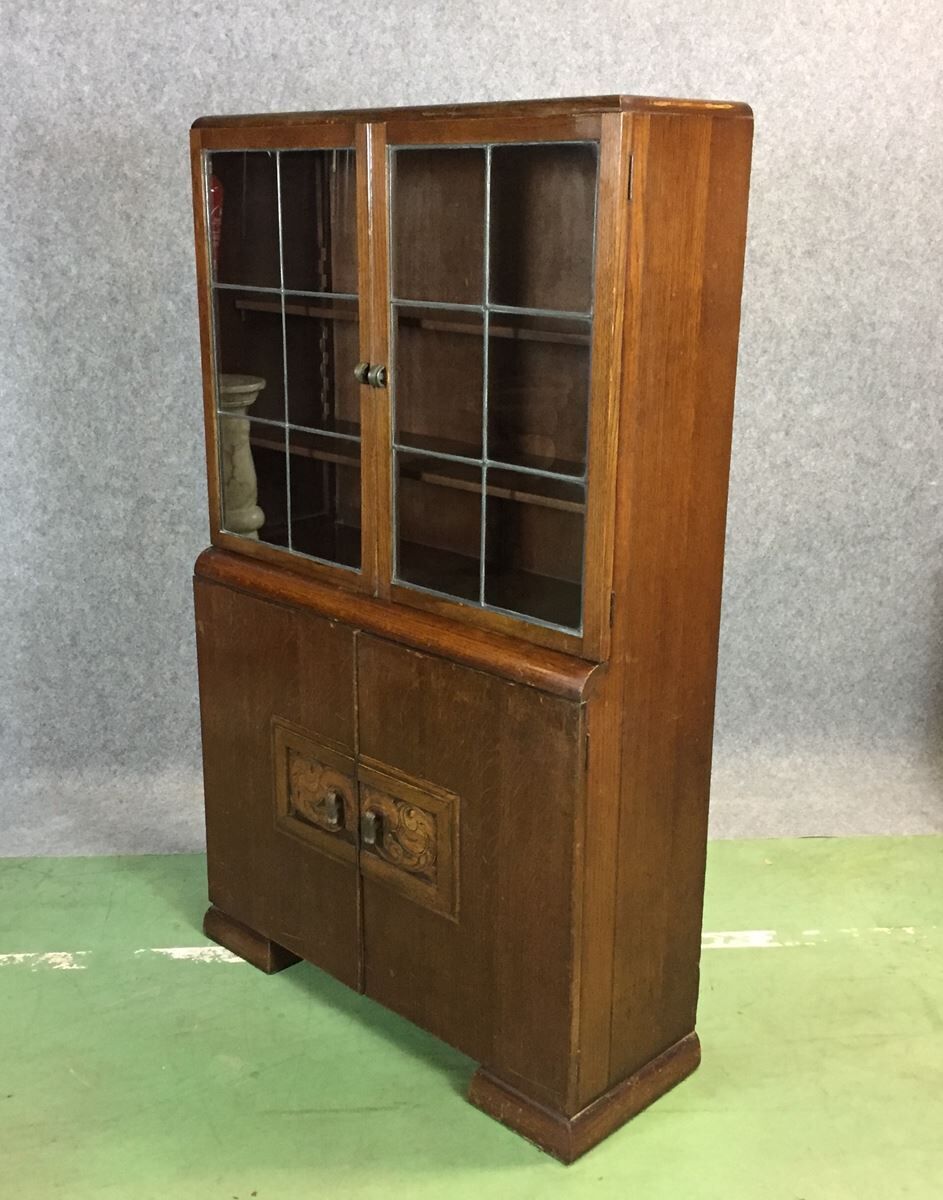 Glass art deco oak buffet