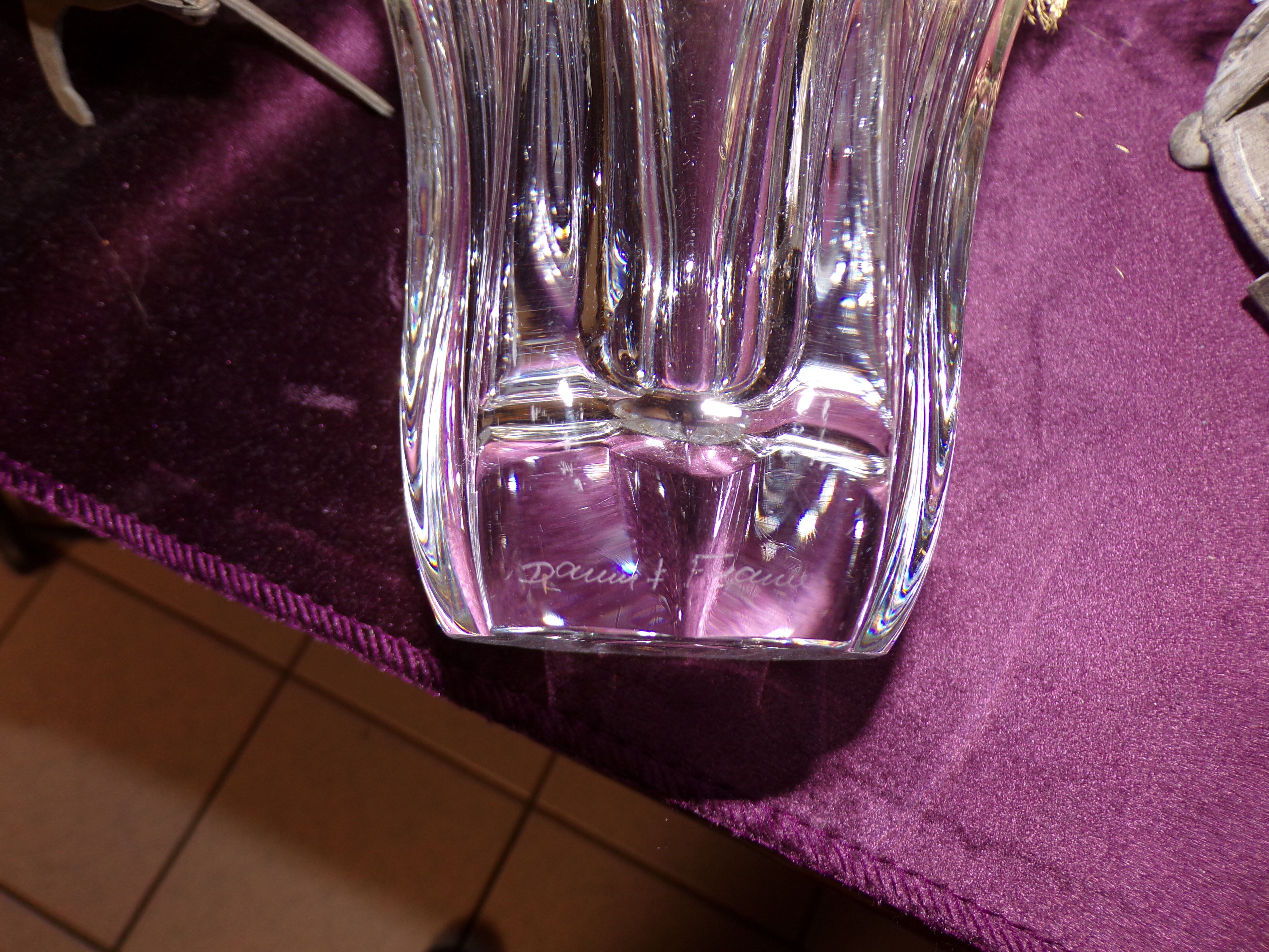 Crystal vase signed Daum