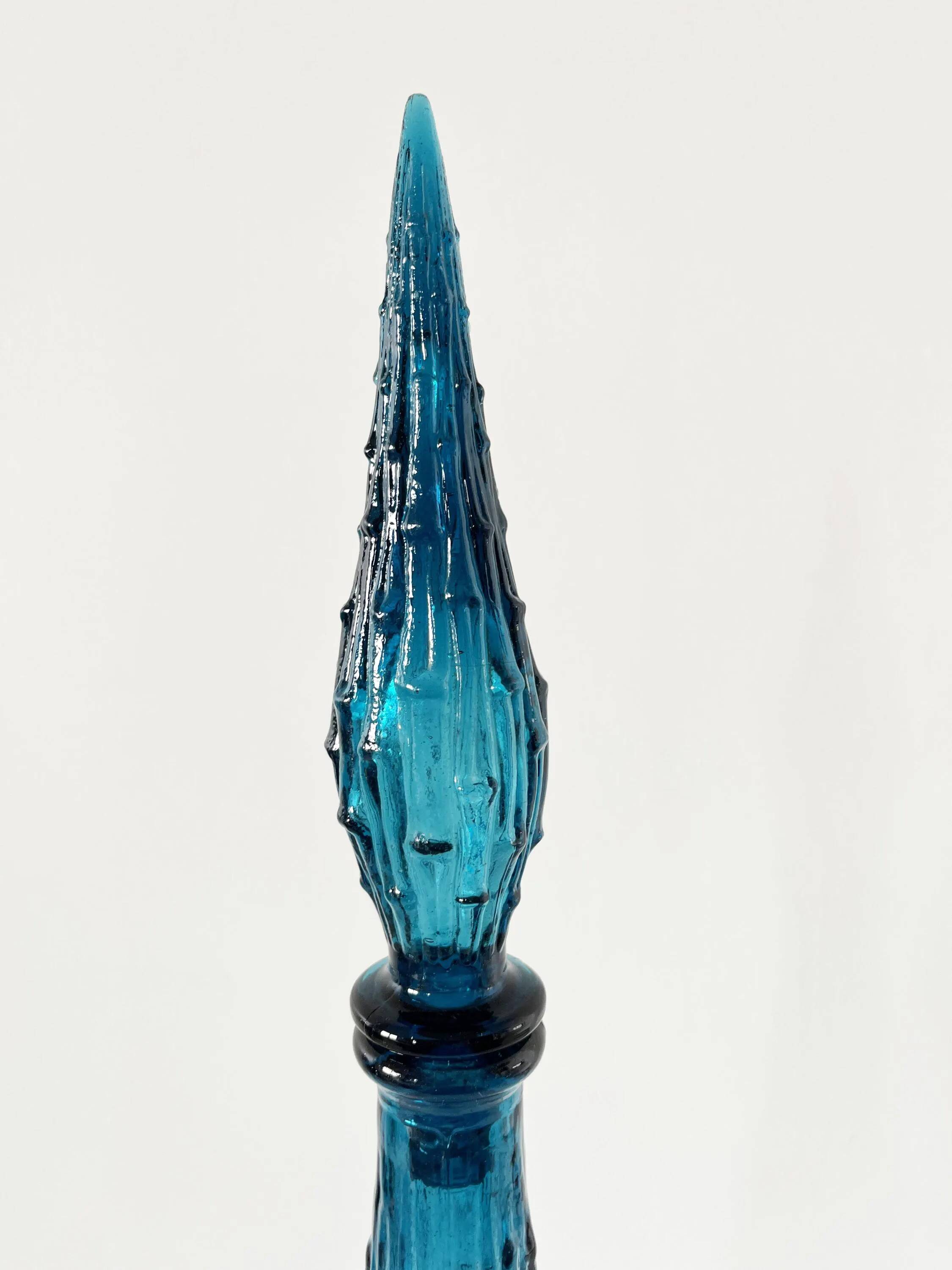 Carafe italienne Empoli en verre bleu, 1960