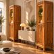 Rare pair of Art Deco glass columns in solid walnut – renovated