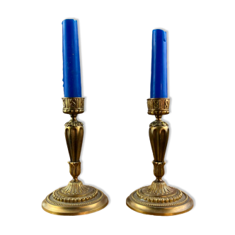 Pair of bronze table candlesticks late nineteenth century