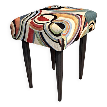 Tabouret bois restauration tapissière XX meuble d'appoint