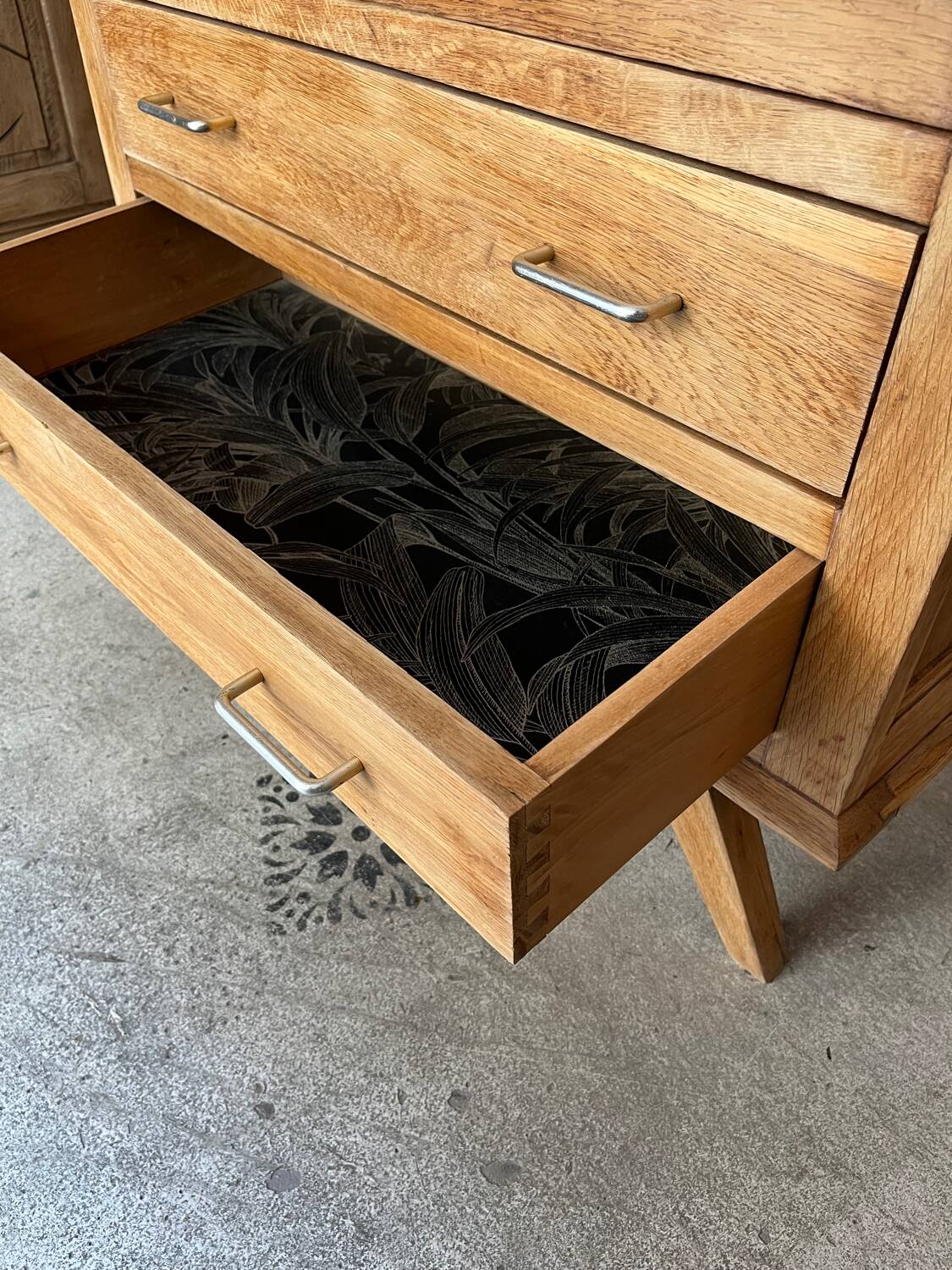 Commode Oscar bois et noir années 50-70 style scandinave